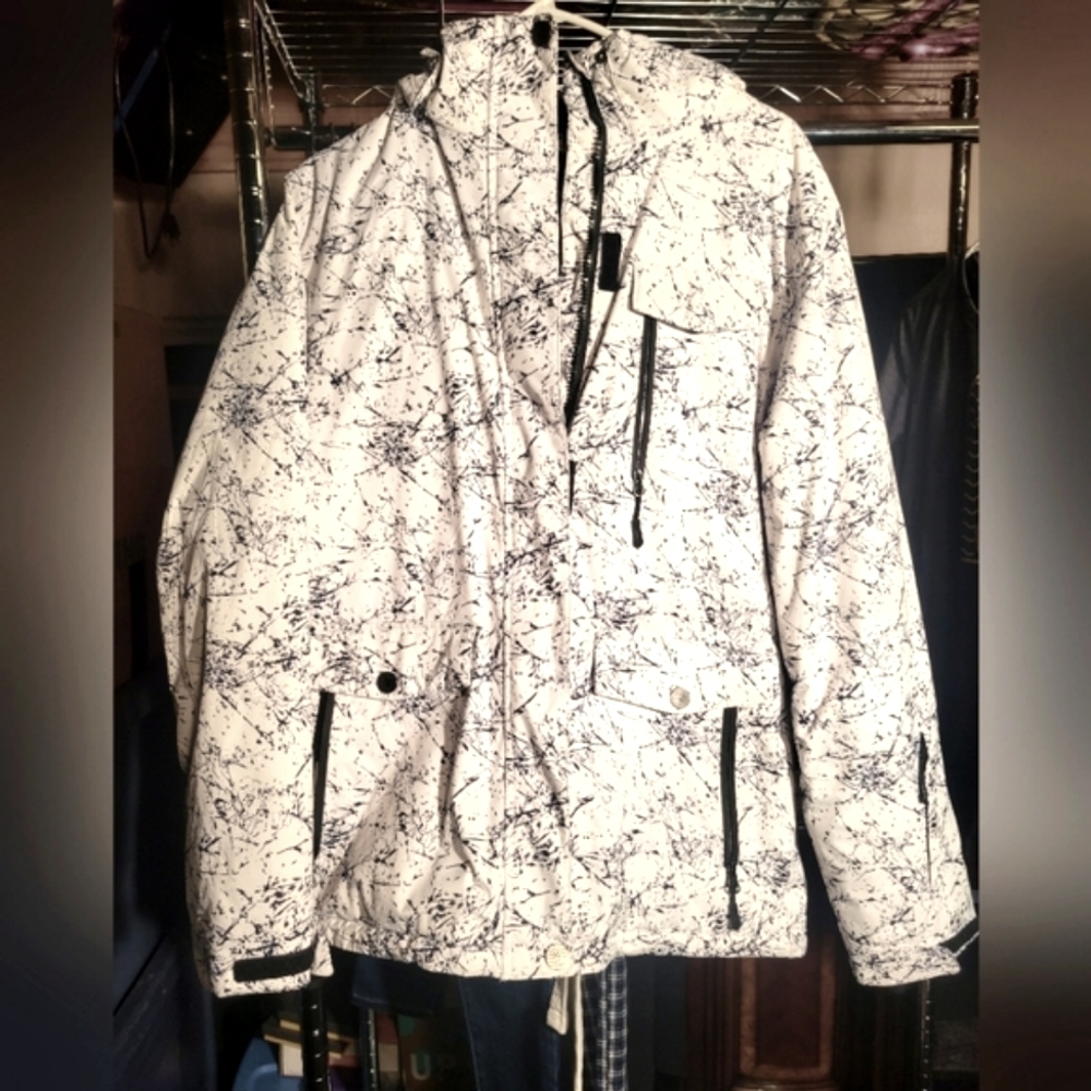 Arctic Queen White and Black marble  Splatter ski/ snowboard Jacket